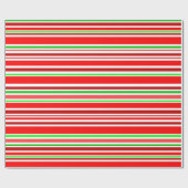 Rood Groen Witte Kerst Kerststok Stripes Cadeaupapier (Vlak)