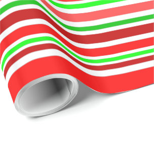 Rood Groen Witte Kerst Kerststok Stripes Cadeaupapier