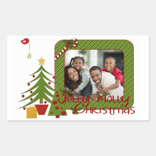 Rood, groen, witte kerstfoto Sticker
