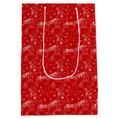 Rood groen & witte Kerstmis winterkatten Medium Cadeauzakje (Achterkant)