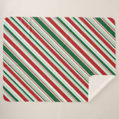 Rood, groen, witte kerststrepen met Snoep Sherpa Deken (Voorkant (horizontaal))