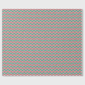 Rood Groen Witte Moderne Zig Zag Kerstmis Cadeaupapier (Vlak)