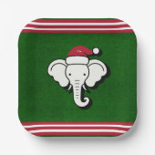 Rood & Groen Witte Olifant Gift Kerstfeest Papieren Bordje (Voorkant)