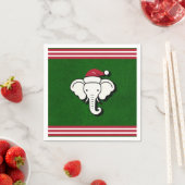 Rood & Groen Witte Olifant Gift Kerstfeest Servet (Insitu)