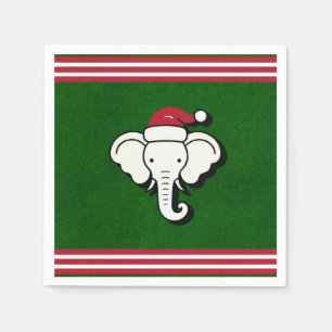 Rood & Groen Witte Olifant Gift Kerstfeest Servet