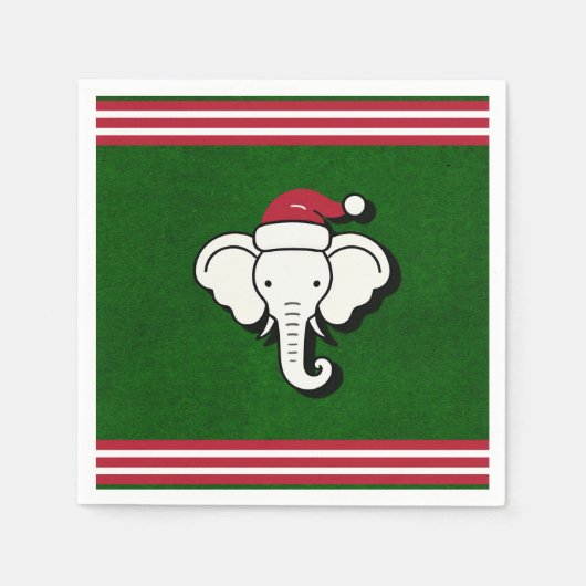 Rood & Groen Witte Olifant Gift Kerstfeest Servet (Voorkant)