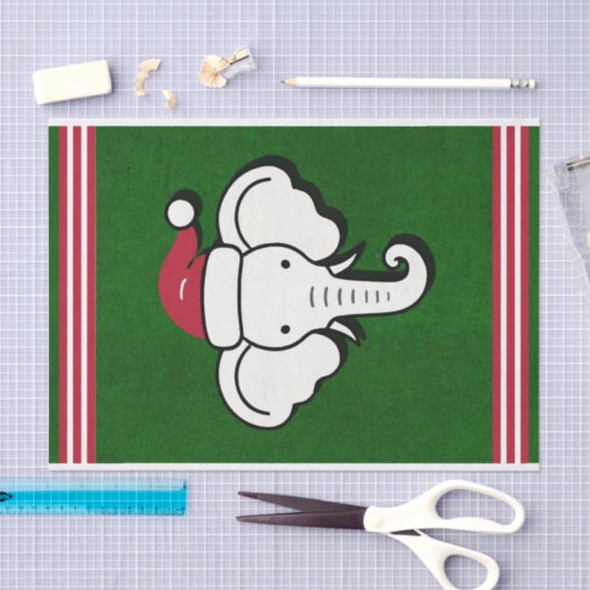 Rood & Groen Witte Olifant Gift Kerstfeest Tissuepapier (Craft)