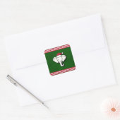 Rood & Groen Witte Olifant Gift Kerstfeest Vierkante Sticker (Envelop)