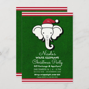 Rood Groen Witte Olifant Gift Swap Kerstfeest Kaart