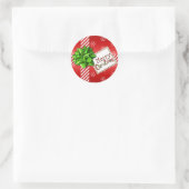 Rood, groen, witte prettige kerstSticker Ronde Sticker (Tas)
