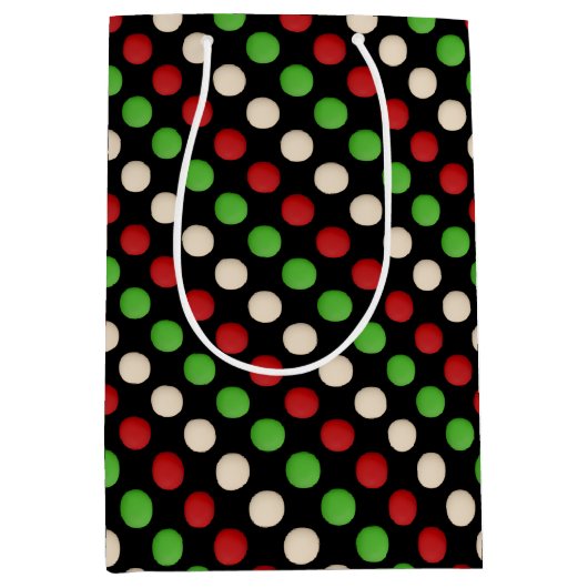 Rood Groen Witte Stippen Medium Cadeauzakje (Voorkant)