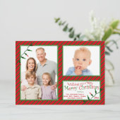 Rood, groen, witte strepen, lichte kerstKaart (Staand voorkant)