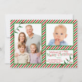 Rood, groen, witte strepen, lichte kerstKaart (Voorkant)