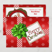 Rood, groen, witte stripkaart 2 feestdagenkaart (Voorkant / Achterkant)