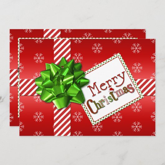 Rood, groen, witte stripkaart 2 feestdagenkaart (Voorkant / Achterkant)