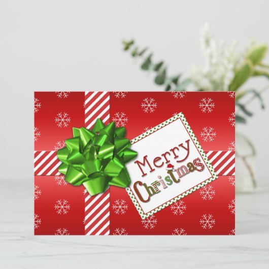 Rood, groen, witte stripkaart 2 feestdagenkaart (Staand voorkant)