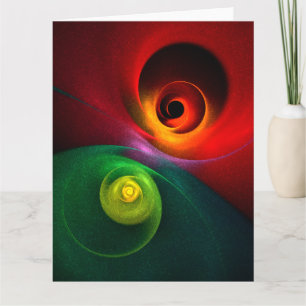 Rood Groen Yin Yang Modern Abstract Kunstpatroon # Bedankkaart