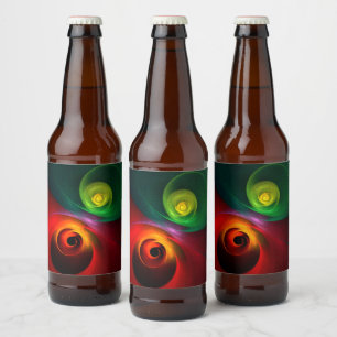 Rood Groen Yin Yang Modern Abstract Kunstpatroon # Bier Etiket