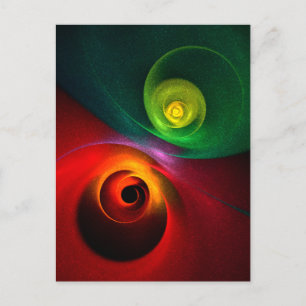 Rood Groen Yin Yang Modern Abstract Kunstpatroon # Briefkaart