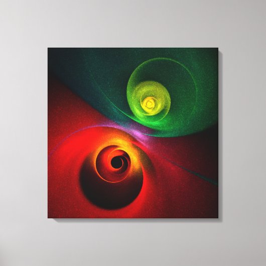 Rood Groen Yin Yang Modern Abstract Kunstpatroon # Canvas Afdruk (Voorkant)