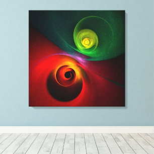 Rood Groen Yin Yang Modern Abstract Kunstpatroon # Canvas Afdruk