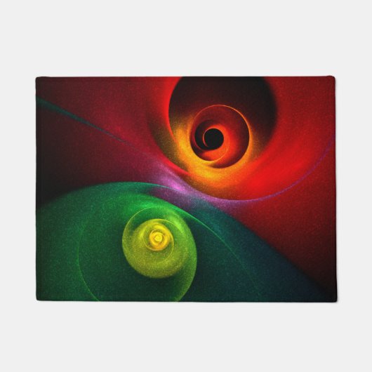 Rood Groen Yin Yang Modern Abstract Kunstpatroon # Deurmat (Voorkant)