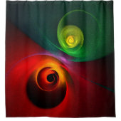 Rood Groen Yin Yang Modern Abstract Kunstpatroon # Douchegordijn (Voorkant)