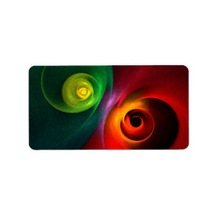 Rood Groen Yin Yang Modern Abstract Kunstpatroon # Etiket