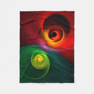 Rood Groen Yin Yang Modern Abstract Kunstpatroon # Fleece Deken