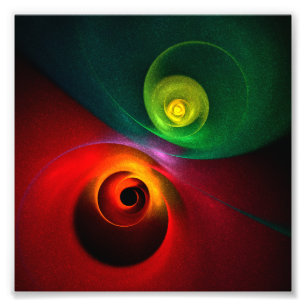 Rood Groen Yin Yang Modern Abstract Kunstpatroon # Foto Afdruk