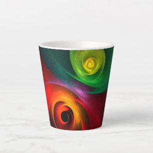 Rood Groen Yin Yang Modern Abstract Kunstpatroon # Latte Mok