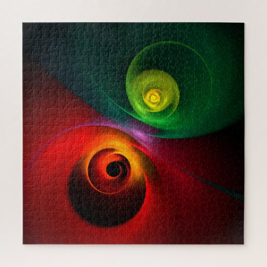 Rood Groen Yin Yang Modern Abstract Kunstpatroon # Legpuzzel (Verticaal)