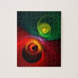 Rood Groen Yin Yang Modern Abstract Kunstpatroon # Legpuzzel