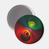 Rood Groen Yin Yang Modern Abstract Kunstpatroon # Magneet (Voorkant / Achterkant)