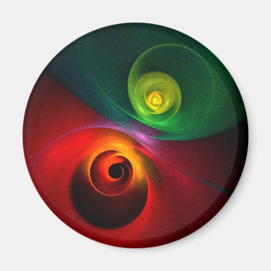 Rood Groen Yin Yang Modern Abstract Kunstpatroon # Magneet (Voorkant)