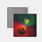 Rood Groen Yin Yang Modern Abstract Kunstpatroon # Magneet (Voorkant / Achterkant)