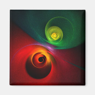 Rood Groen Yin Yang Modern Abstract Kunstpatroon # Magneet