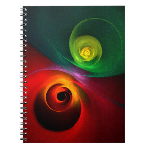 Rood Groen Yin Yang Modern Abstract Kunstpatroon # Notitieboek