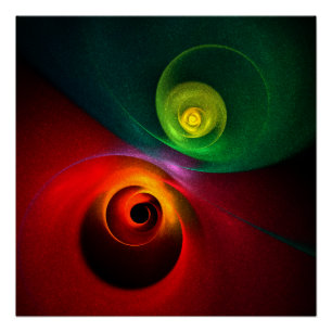 Rood Groen Yin Yang Modern Abstract Kunstpatroon # Perfect Poster