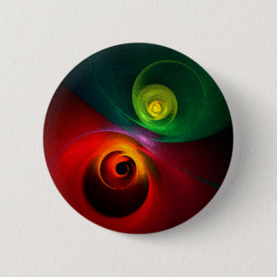 Rood Groen Yin Yang Modern Abstract Kunstpatroon # Ronde Button 5,7 Cm