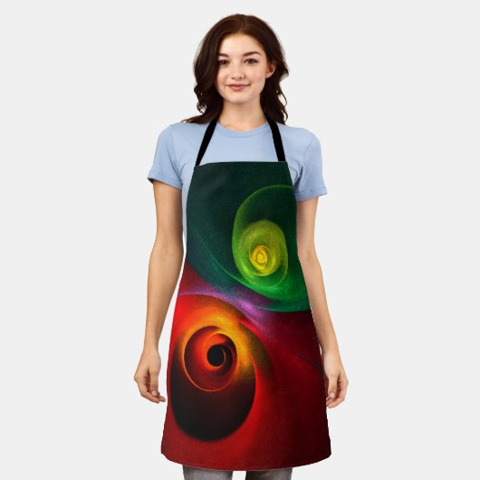 Rood Groen Yin Yang Modern Abstract Kunstpatroon # Schort (Gedragen)