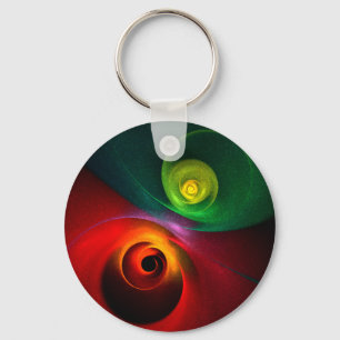 Rood Groen Yin Yang Modern Abstract Kunstpatroon # Sleutelhanger