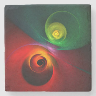 Rood Groen Yin Yang Modern Abstract Kunstpatroon # Stenen Onderzetter