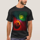 Rood Groen Yin Yang Modern Abstract Kunstpatroon # T-shirt (Voorkant)