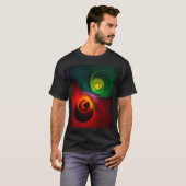 Rood Groen Yin Yang Modern Abstract Kunstpatroon # T-shirt (Voorkant volledig)