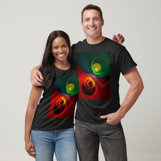 Rood Groen Yin Yang Modern Abstract Kunstpatroon # T-shirt (Unisex)