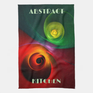 Rood Groen Yin Yang Modern Abstract Kunstpatroon # Theedoek