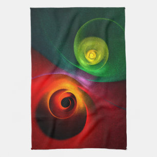 Rood Groen Yin Yang Modern Abstract Kunstpatroon # Theedoek