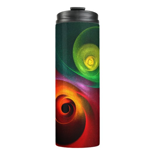 Rood Groen Yin Yang Modern Abstract Kunstpatroon # Thermosbeker (Voorkant)