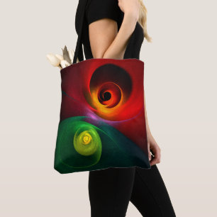 Rood Groen Yin Yang Modern Abstract Kunstpatroon # Tote Bag